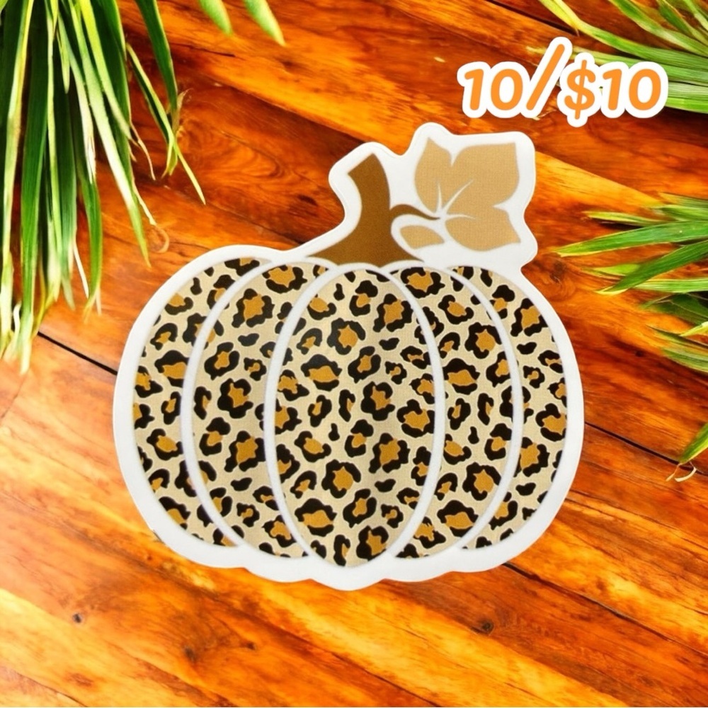10 / $10 Leopard Print Pumpkin Sticker - Fall / Halloween